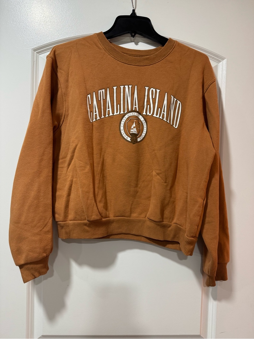 Hollister Catalina Island Chest-Print Crew Sweatshirt - Rust